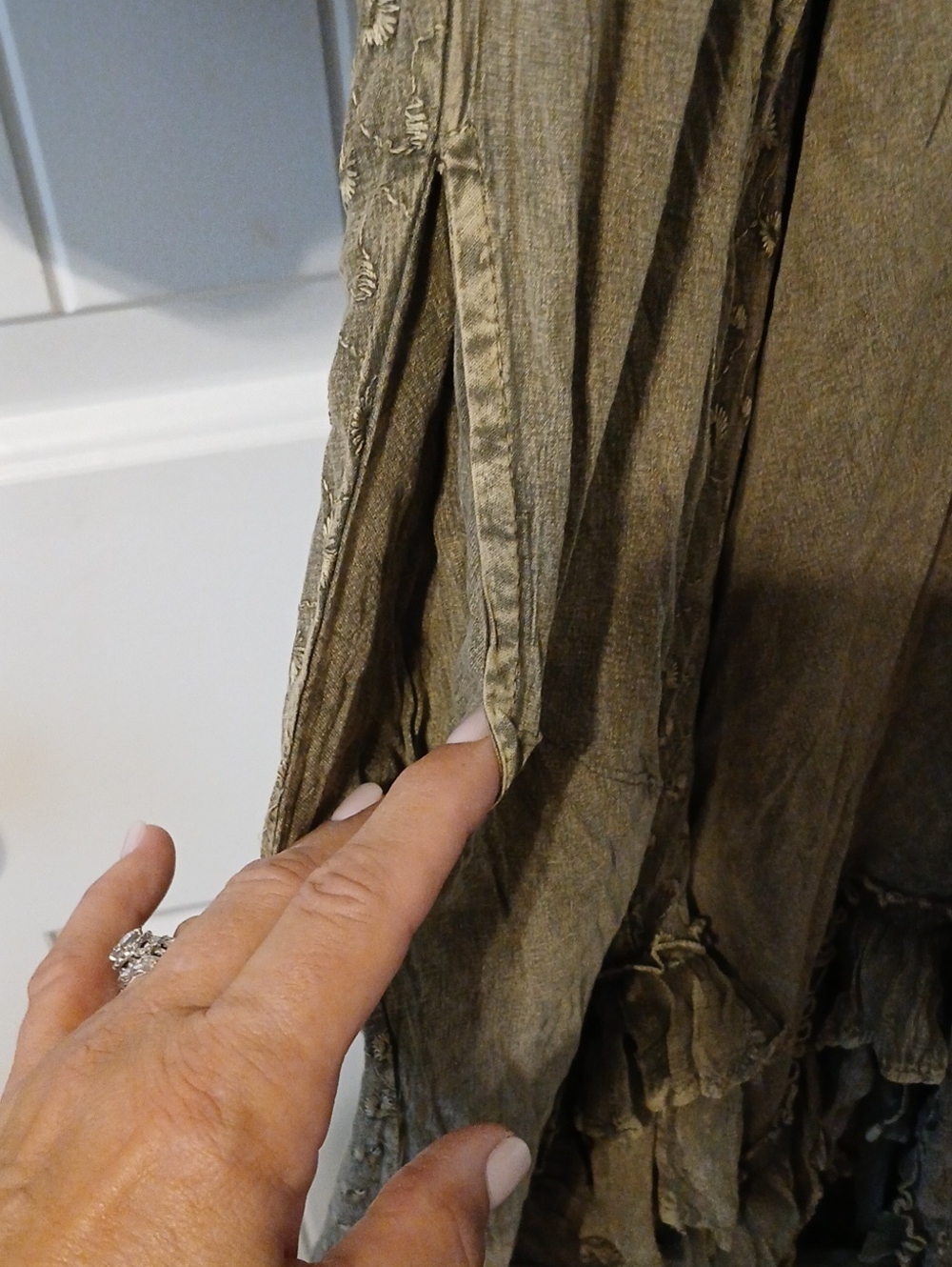 Boho Midi Dress in Olive Green - Picture 5 of 14